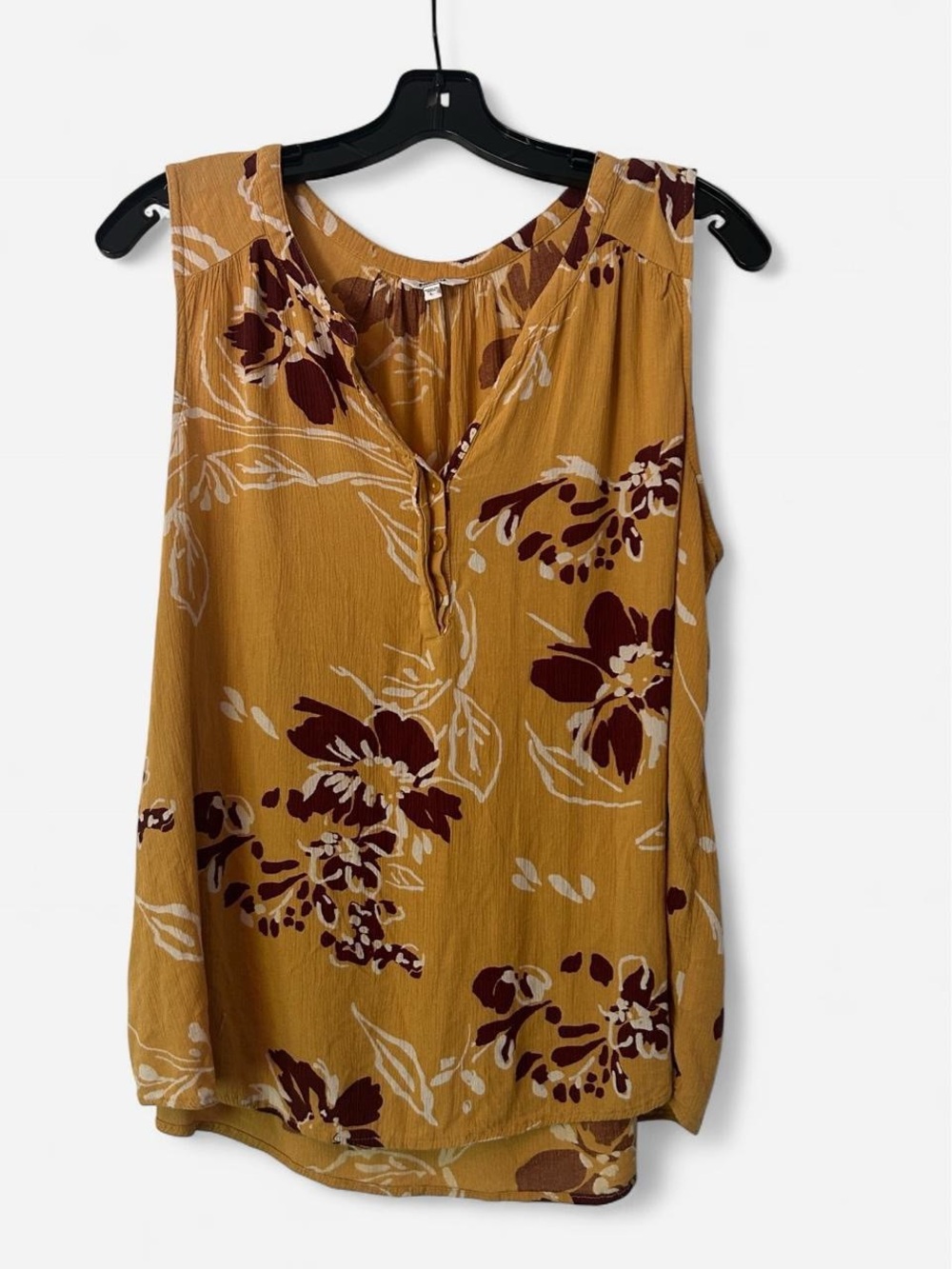 Sleeveless Mustard Floral V-Neck Women's Top